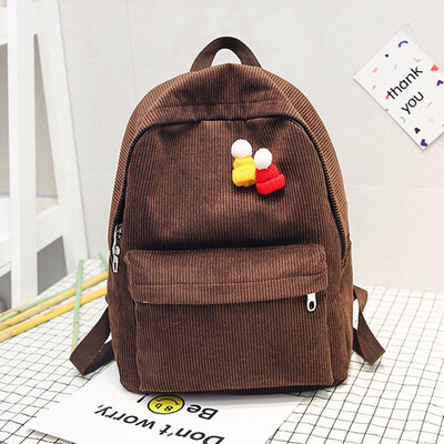 

Cute Backpacks High School Stripe Backpack Women Corduroy Solid Travel Bags Preppy Style Soft Fabric Back Pack Female 2018