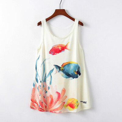 

Starmoon Women Hot Summer Printing Sleeveless T-shirt Hotable Female Vest Tank Top
