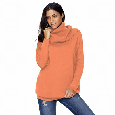 

High-neck long-sleeved pullover casual comfort warm knit sweater