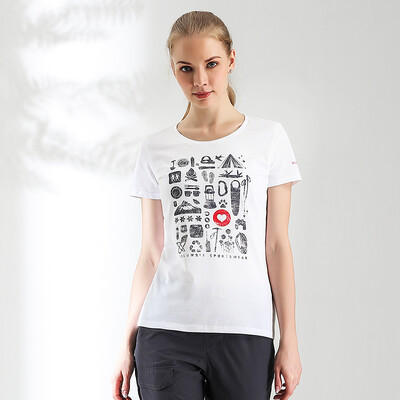 

Columbia T-shirt outdoor womens printed cotton short-sleeved T-shirt AR1103 100 S