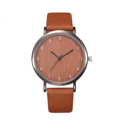 

Women Fashion Simple Wood Veins Leather Band Alloy Case Quartz Wrist Watch