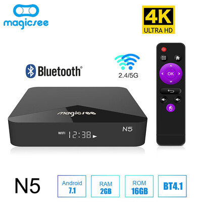 

Magicsee N5 Android TV Box 71 Amlogic S905X Quad core Set Top Box Smart TV 2GB RAM 16GB ROM 24G 5G WiFi BT41 Support 4K HD
