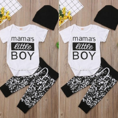 

3pcs Newborn Baby Boy Top Romper Bodysuit Jumpsuit Pants Cute Outfit Clothes Set
