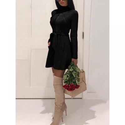 

US Women´s Tops Trench Mac Coat Ladies Fashion Slim Zipper Belted Velvet Jacket