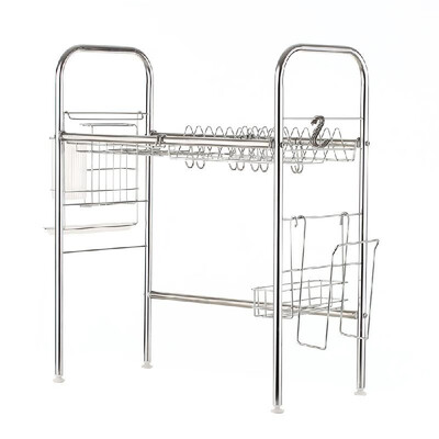 

421-63 Kitchen Rack 304 Stainless Steel Shelf Single Tier Sink Hanging Hook Dish Bowl Drainer Storage Organizer Spice Bottles Ca