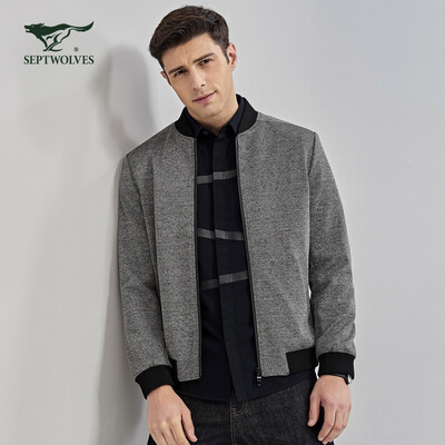 

Seven wolves youth jacket mens spring new casual fashion business baseball collar jacket jacket mens 003 medium gray 18054A2XL