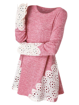 

Lace Panel Long Sleeve Top