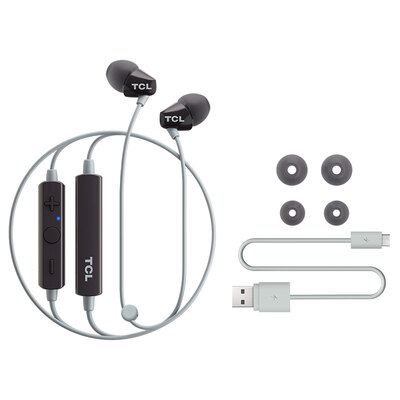 

TCL SOCL100BT wireless Bluetooth headset in-ear earphones neck-mounted hanging neck with wheat can call echo cancellation deep gray mobile phone universal