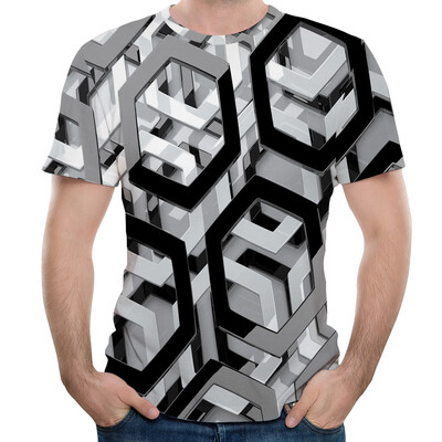 

2018 Summer New Fashion Strange Leisure 3D Printing Short T-Shirt