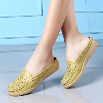 

Rose Women Casual Wedges Soft Bottom Outdoor Slip On Half slipper Peas Boat Shoes