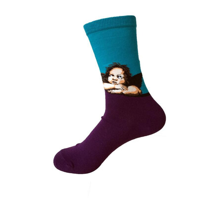 

Fashion Art Cotton Crew Printed Socks Painting Character Pattern Women Men Harajuku Design Sox Calcetine Van Gogh Novelty Funny