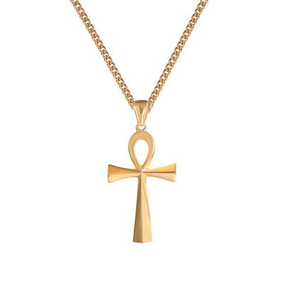 

Yoursfs New Fashion Christian Titanium Steel Cross Necklace Religious Egyptian Ankh Cross Pendant & Necklace Gold Color Stainless