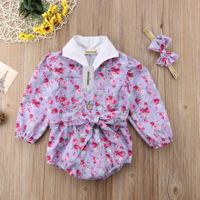 

Infant Newborn Baby Girls Flower Long Sleeve Bodysuit Romper Jumpsuit Clothes