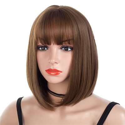 

〖Follure〗Women Fashion Lady Brown Short Straight Hair Cosplay Party Wig