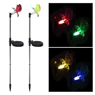 

2 Pack LED Solar Garden Stake Light Multi Color-Changing Butterfly Dragonfly Hummingbird Garden Decoration Figurines Lights Outdoo