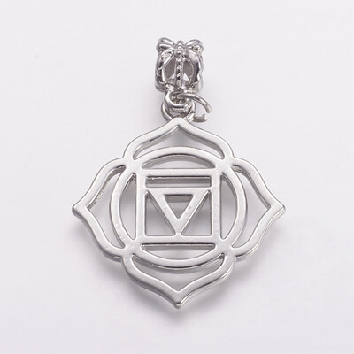 

Alloy European Dangle Beads Large Hole Pendants Chakra Muladhara Platinum 43mm Pendant 315x28x2mm Hole 4mm