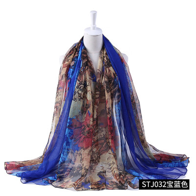 

Summer silk beach towel ladies sunscreen super large size sunscreen silk scarves printed scarves large shawl STJ032