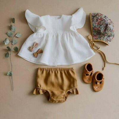 

Summer Toddler Baby Girl Clothes Ruffle Tops Dress Shorts Sunsuit Briefs Outfits