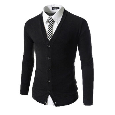 

Mens Casual Slim Fit Knit V-Neck Cardigan Stylish Sweater Coat Jacket Tops New