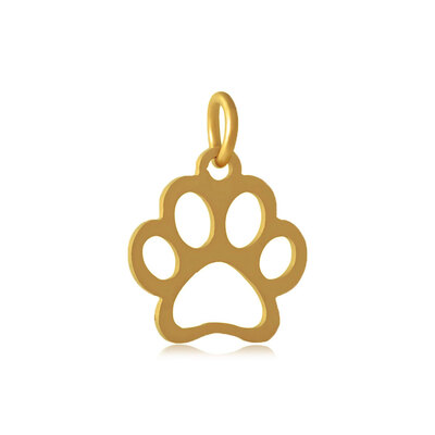 

304 Stainless Steel Pendants Dog Paw Prints Golden 13x12x1mm Hole 4mm
