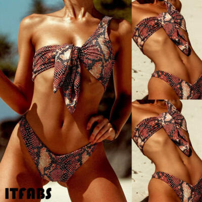 

Summer Women Bikini Set One-shoulder Push Up Bra Swimwear Swimsuit Beachwear