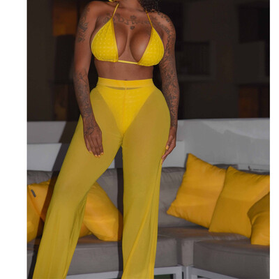 

Women Beach Mesh Sheer Bikini Cover Up Swimwear Bathing Pants Trousers -2XL