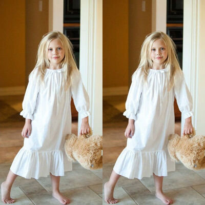 

Toddler Kids Baby Girl Princess Party Cotton Dress Long Sleeve Ruffle Nightgown