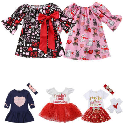 

USStock Toddler Baby Girls Valentine Day Love Printed Party Dress Clothes Outfit