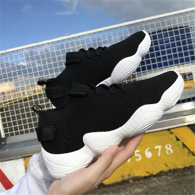 

Women Shoes Plus Size Flyknit Sneakers Women New Vulcanized Shoes Casual Female Slip On Flat Shoes White Mesh Walking Footwear