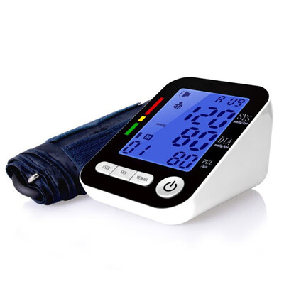 

Fully Automatic Digital Arm Blood Pressure Monitor Large Backlight LCD Display Talking Pulse Rate Cuff Machine
