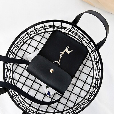 

Tailored Womens Vintage Small Deer Pendant Leather Crossbody Shoulder Bag Zero Bag Black