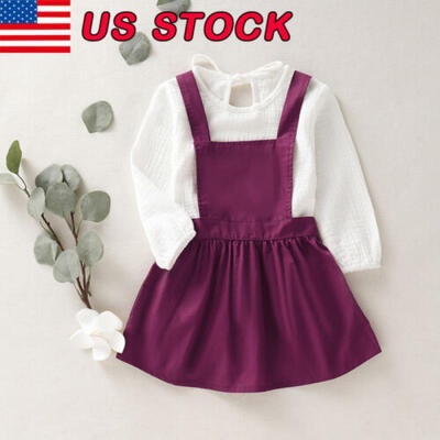 

Toddler Kids Baby Girls Autumn Outfits Clothes T-shirt TopsSkirt Dress 2PCS Set