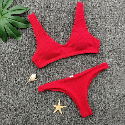 

Women Swimwear Bandage Bikini Set Push-up Padded Bra Bathing Suit 2pcs Swimsuit