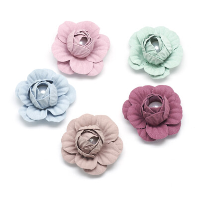 

Handmade Imitation Leather Woven Costume Accessories with ABS Plastic Imitation Pearl Beads Flower Mixed Color 4748x26mm