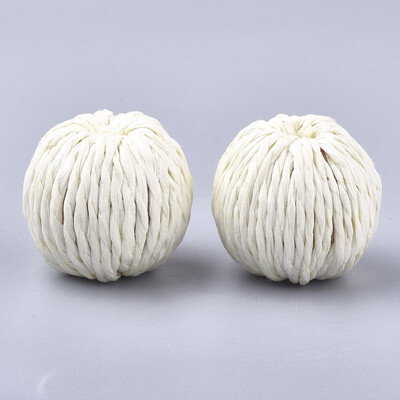 

Handmade Paper Woven Beads with Wood Inside Imitation Raffia Round Beige 3032x3031mm