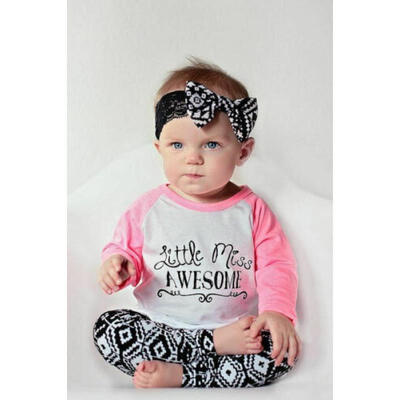 

Newborn Baby Toddler Girls 3PCS Cute Long Sleeve TopsPantsHeadband Outfits Set