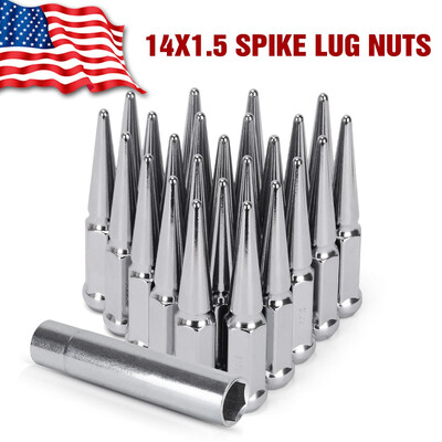 

24PC Chrome 14x15 Spike Metal Lug Nuts for CHEVY SILVERADO GMC SIERRA All YEARS