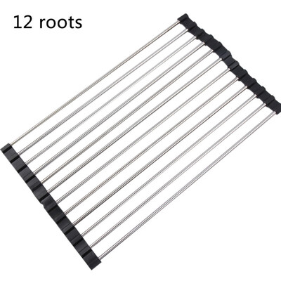 

Roll-Up Over the Sink Multipurpose Stainless Steel Dish Fruit&Vegetable Drying Rack Folding Kitchen Shelf Sink Drain Rack