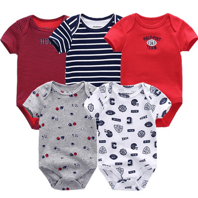 

5Pcslot Babywear Unisex Baby Girls Clothes Bodysuits Short Sleeve Solid Baby Boys Clothes Rompers Cotton For Babies Newborn 0-12M