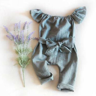 

US Toddler Kids Baby Girls Off Shoulder Romper Jumpsuit Playsuit Sunsuit Clothes