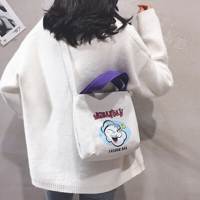 

Bag bag female 2019 new Korean casual wild canvas shoulder Messenger bag cartoon cute Tote handbag