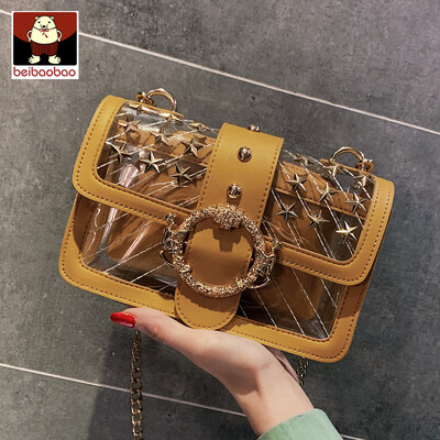 

Transparent small bag 2019 new foreign gas jelly small square bag Korean version 100 lap chain single shoulder oblique satchel bag