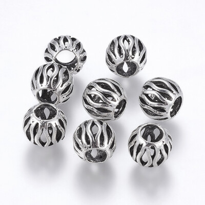 

Tibetan Style Alloy European Beads Large Hole Beads Rondelle Antique Silver 9x85mm Hole 45mm