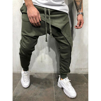 

Mens BASIC JOGGER Pants Cotton Active Harem Slim Fit Elastic Hip Dance
