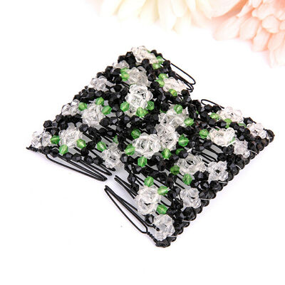 

Double Hair Comb Magic Beads Elasticity Clip Stretchy Hair Comb Clips Fashion