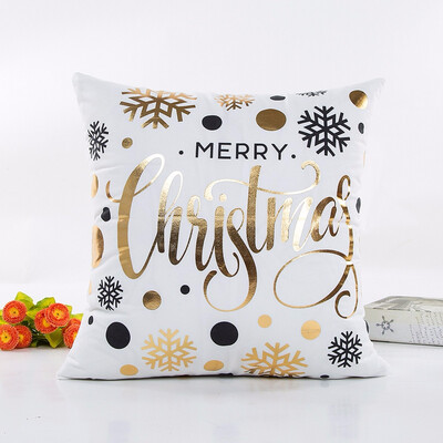 

Gold Foil Printing Case Sofa Waist Throw Polyester Cusion Cover Christmas Pillow Bedroom Living Room Decor Accessories