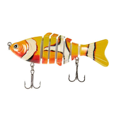 

100mm 13g 39" 7 Segments Multi-Jointed Hard Fishing Lure Life-like Swimbait Crank Bait 2 Treble VMC Hooks