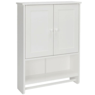 

Wall Mount Bathroom Cabinet Toilet Storage Organizer Open Shelves w Towel Bar