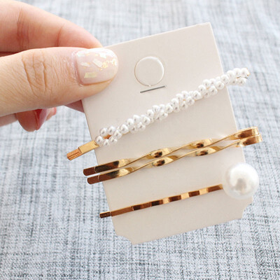 

Fashion 1Set Metal Pearl Hairpin Combination Women Simple Sweet Style Bangs Clip Ins Popular Hairpin Hair Accessories Set