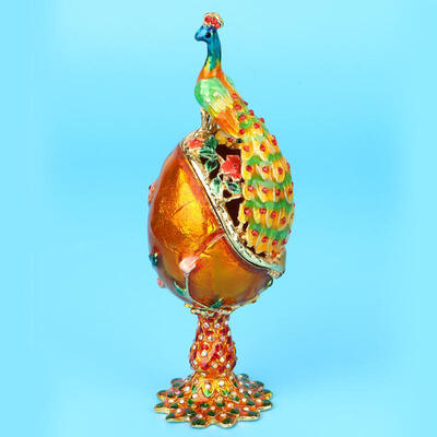 

Greensen Vintage Diamond Peacock Egg Crystal Jewelry Box Home Decor Ornaments Gifts